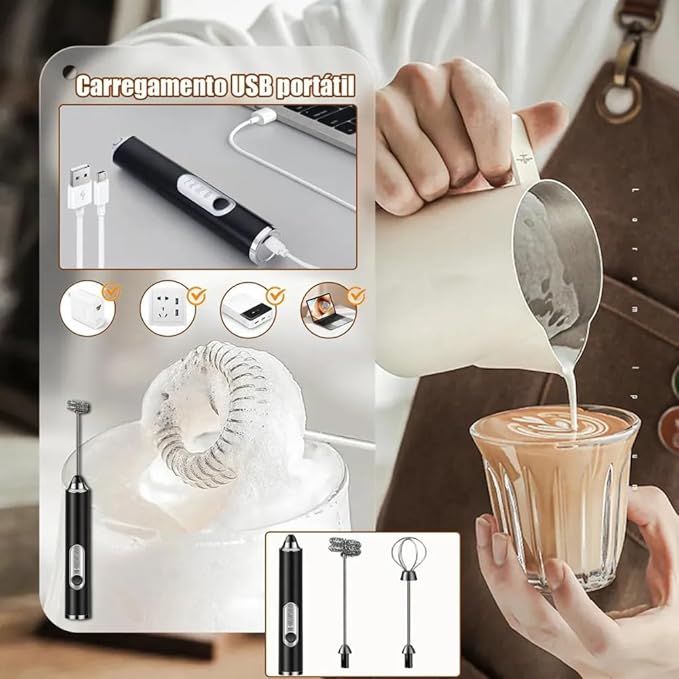 Mezclador Espumador Eléctrico Recargable