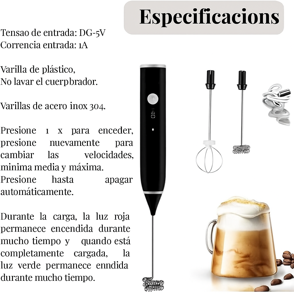 Mezclador Espumador Eléctrico Recargable