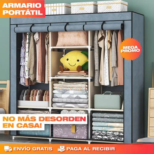 👖🩳👔 Armario Portátil con Cortinas – ¡Organiza tu espacio en minutos!