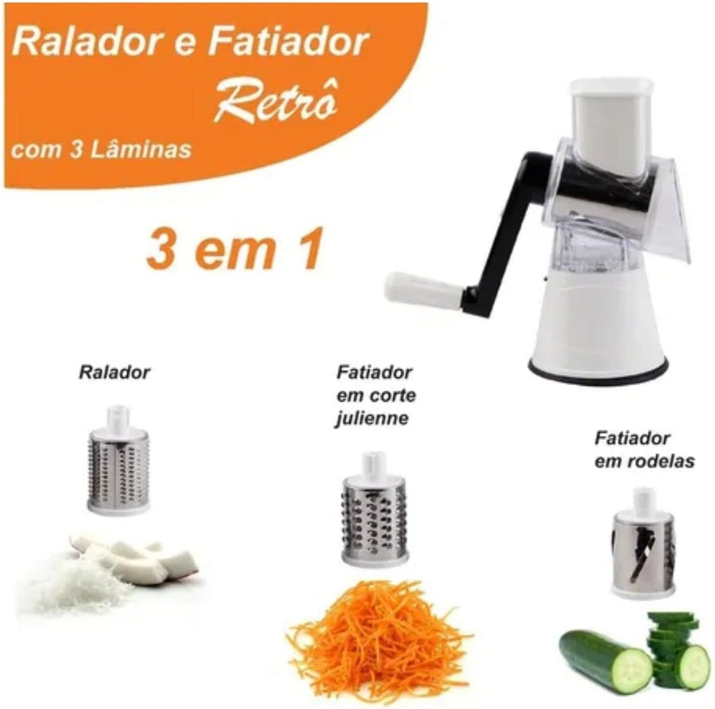 🌀 Rallador 3 en 1 con manivela – Corta, ralla y rebana fácilmente