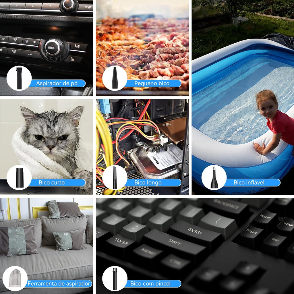 🌀 Soplador de Aire para PC / Aspiradora Inalámbrica Portátil – Limpieza para Carro, Oficina🍃