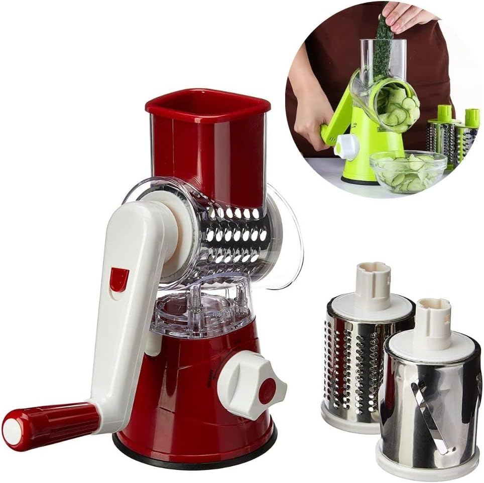 🌀 Rallador 3 en 1 con manivela – Corta, ralla y rebana fácilmente
